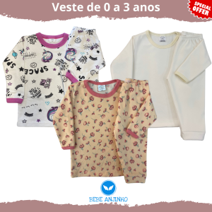 Pijama Inverno Bebê Menina – Soft ou Flanelado P ao 3 Anos Promoção
