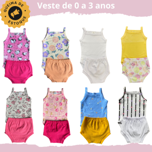 Conjunto Body Regatinha Bebe Verao Estampado Menina – Tamanhos P ao 3 Promocao (v1)