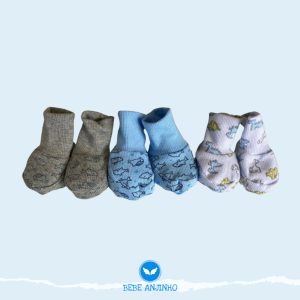 Kit com 6 Pares de Sapatinhos de Tecido para Bebê – Macio e Fofo