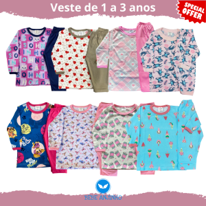 Conjunto Pijama Menina Bebê Manga Longa P ao 3 Anos Promoção (v1)
