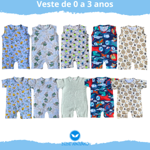 Macacão Bebê Menino Curto Verão – Leve e Fresquinho P ao 3 Anos Promoção