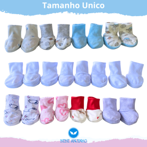 Kit com 4 Pares de Sapatinhos de Tecido para Bebê – Macio e Fofo