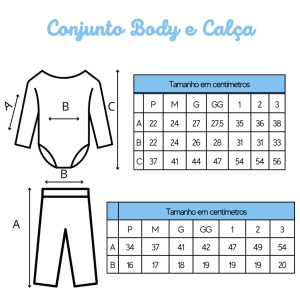 Conjunto Body Manga Curta + Calça Bebê 100% Algodão Menino – Tamanhos P ao 3 Anos